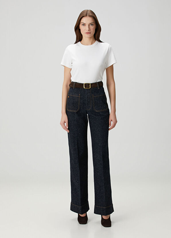 Victoria Beckham Alina Lacivert Jean Pantolon - 1