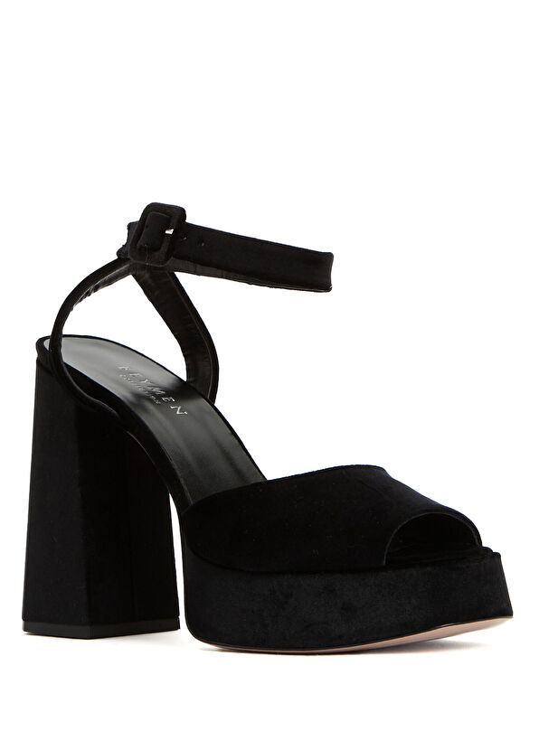 Beymen Collection Siyah Kadın Kadife Sandalet - 2