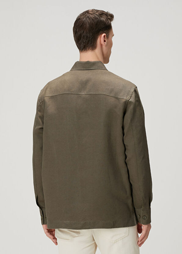 SimpleQloth Qsimple Premium Haki Keten Erkek Ceket - 4