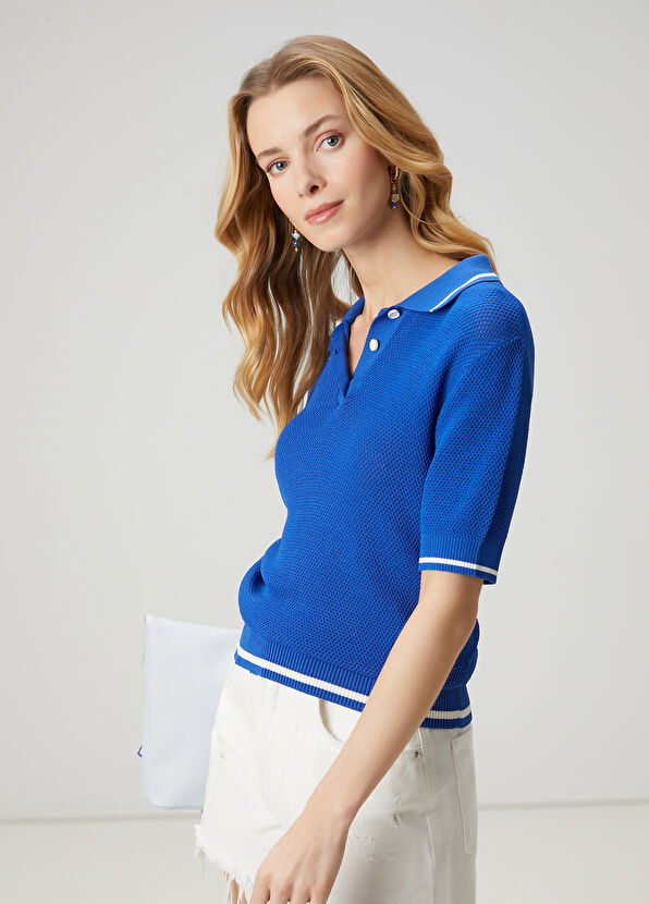 Beymen Club Kobalt Kısa Kol Polo Kazak - 4