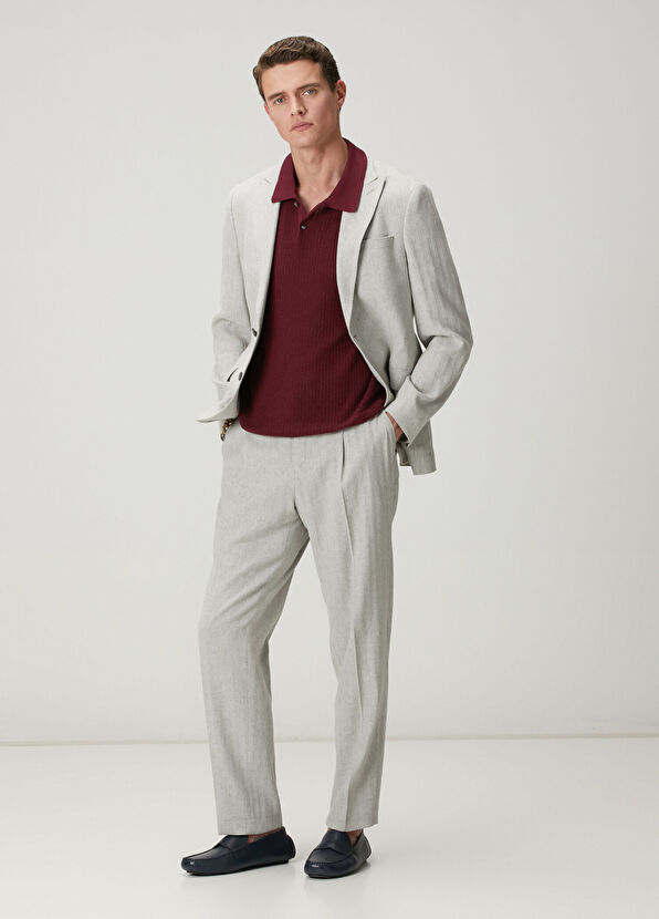 Beymen Club Grey Herringbone Textured Linen Blend Suit - 1