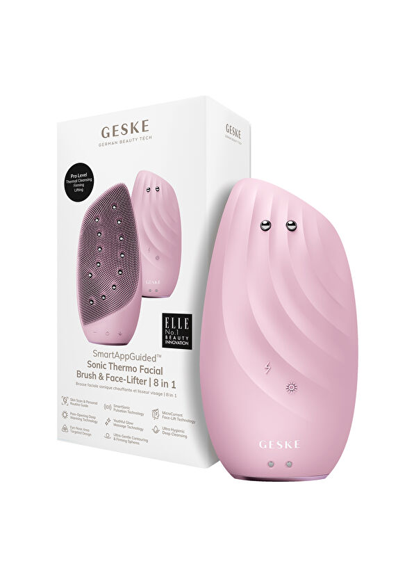 Geske Sonic Thermo Pembe  8'i 1 Arada Yüz Temizleme Fırçası ve Yüz Gerdirici Cilt Temizleme Cihazı   - 3