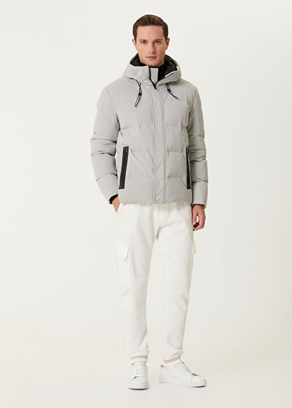 Beymen Club Açık Gri Kapüşonlu Puff Mont - 4