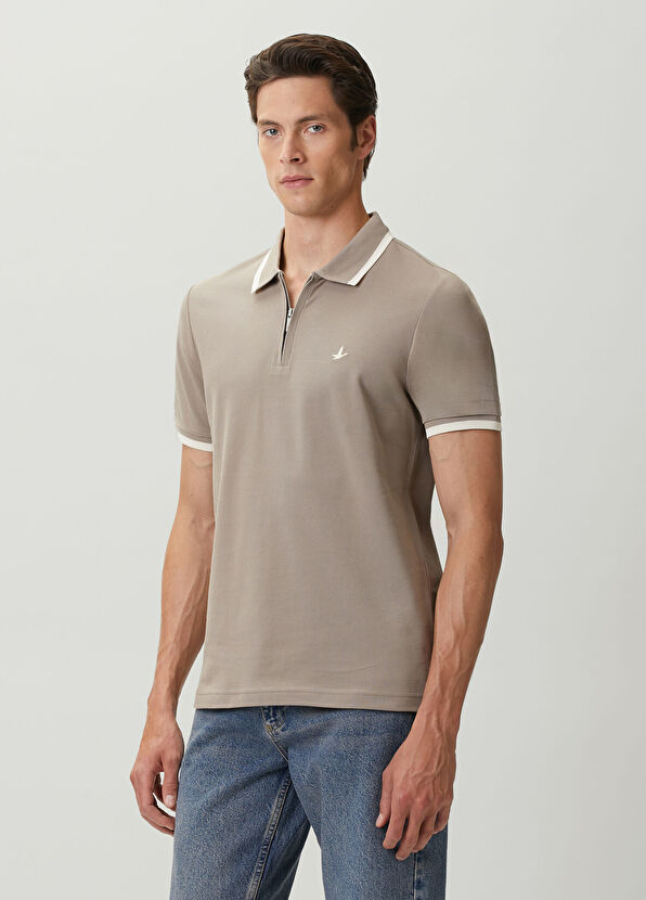 Beymen Club Mink Ecru Polo Zippered T-Shirt - 2