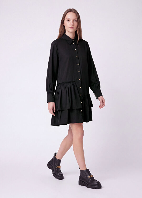 Beymen Club Mini Taffeta Dress With Black Ruffles - 3