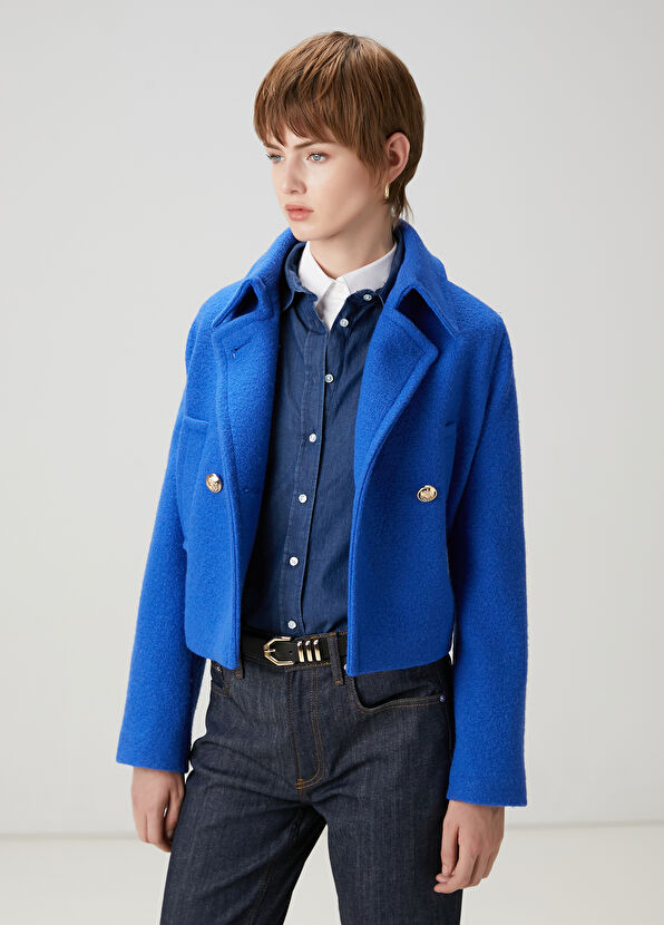 Beymen Club Mavi Crop Yün Ceket - 3