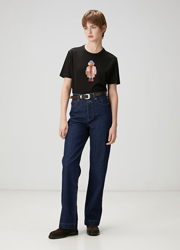 Beymen Club Siyah Taşlı Köpek Baskılı T-shirt - 2