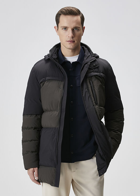 Beymen Club Black Khaki Hooded Puff Coat - 1
