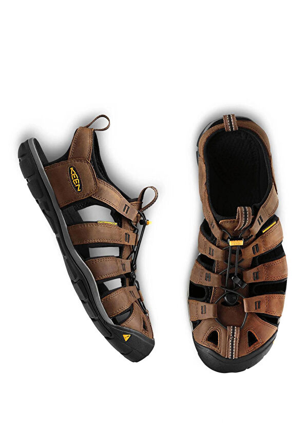 Keen Clearwater CNX Dark Earth Black Leather Men's Sandals - 4