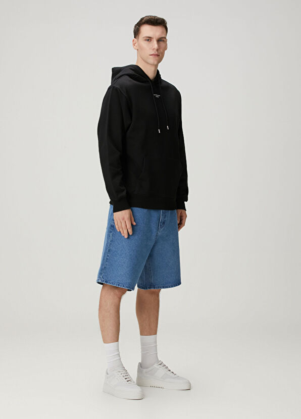 Drôle De Monsieur Siyah Kapüşonlu Logo Baskılı Sweatshirt - 2