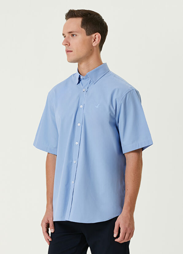 Beymen Club Koyu Mavi Kısa Kollu Poplin Gömlek - 4