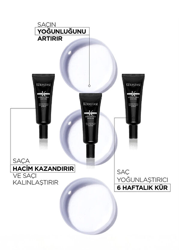 Kerastase Densifique Homme Erkekler İçin Yoğunlaştırıcı Şampuan 250 ml + Bakım Kürü 30 x 6 ml 2'li Set - 3