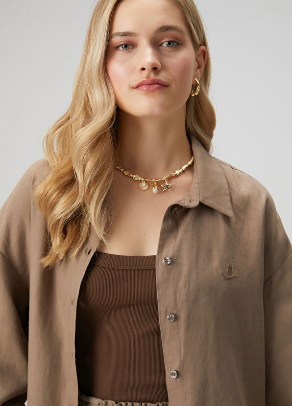 Beymen Club Oversize Vizon Keten Gömlek - 2