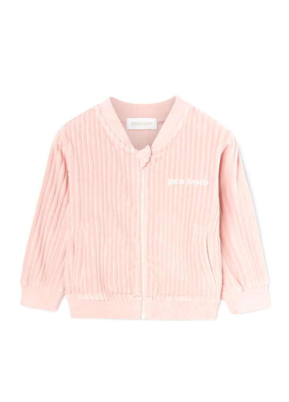 Palm Angels Pembe Beyaz Logo Detaylı Kız Çocuk Ceket - 1