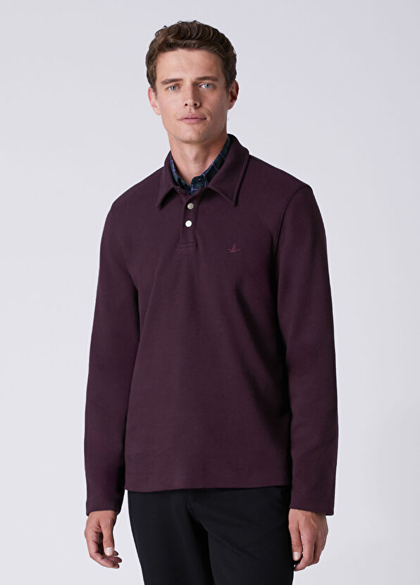 Beymen Club Comfort Fit Plum Polo Diagonal Sweatshirt - 4