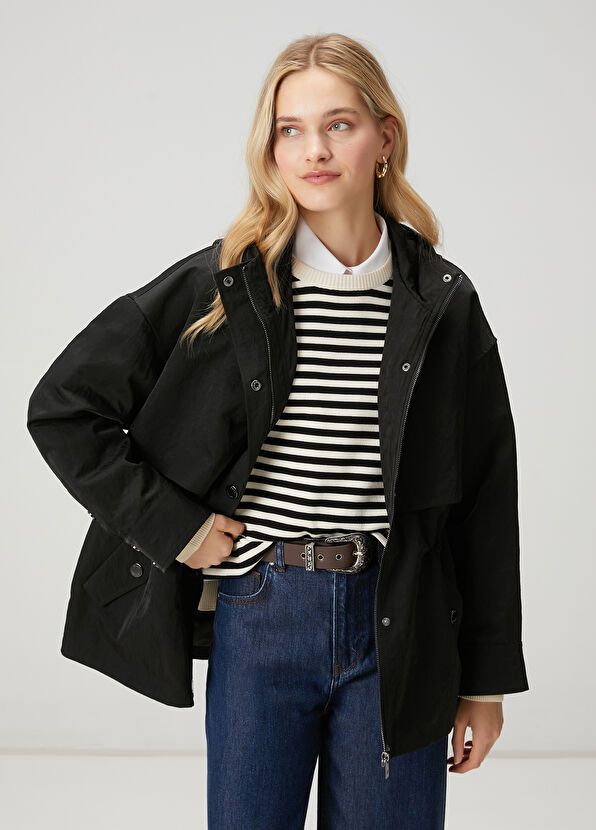 Beymen Club Siyah Kapüşonlu Mont - 1