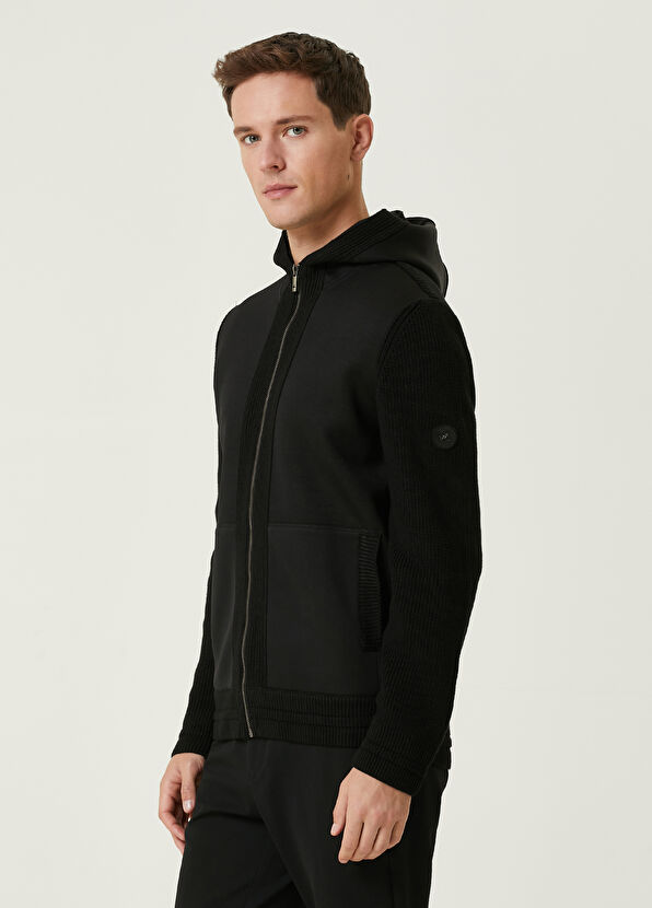 Beymen Club Siyah Kapüşonlu Triko Mont - 4