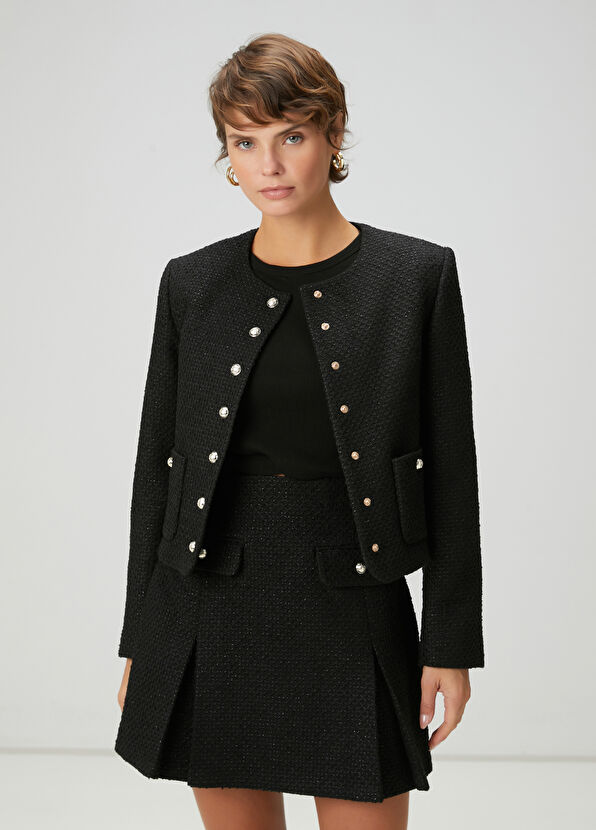 Beymen Club Black Mini Tweed Skirt - 2