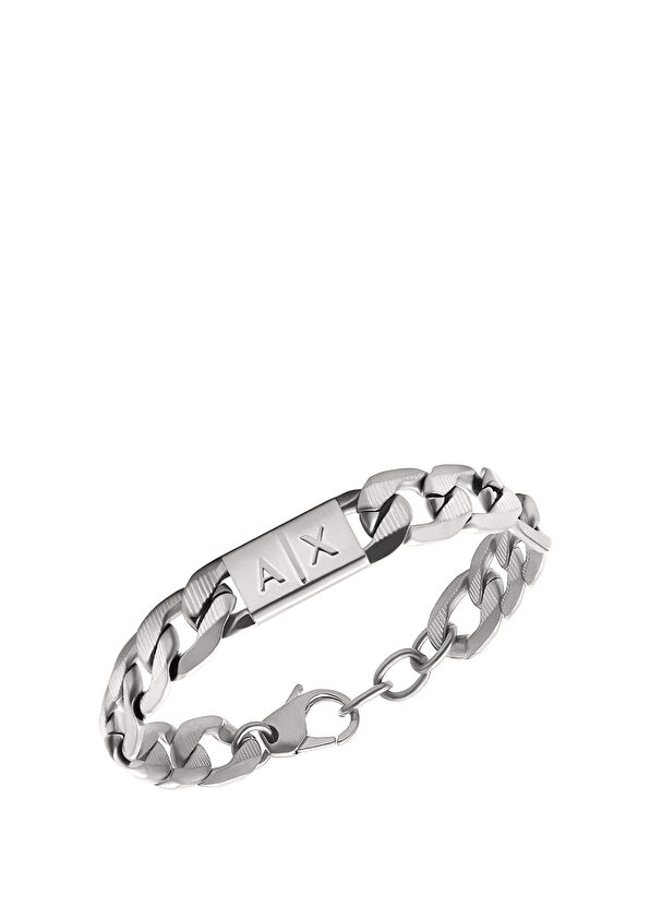 AXG0077-040 Metalik Gri Çelik Erkek Bileklik - Görsel 3