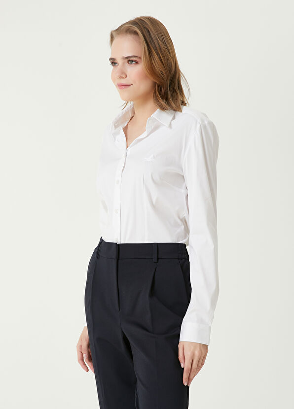 Beymen Club Slim Fit Beyaz Logo Nakışlı Klasik Gömlek - 3