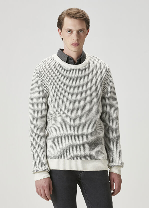 Beymen Club Off-White Textured Wool Sweater - 3