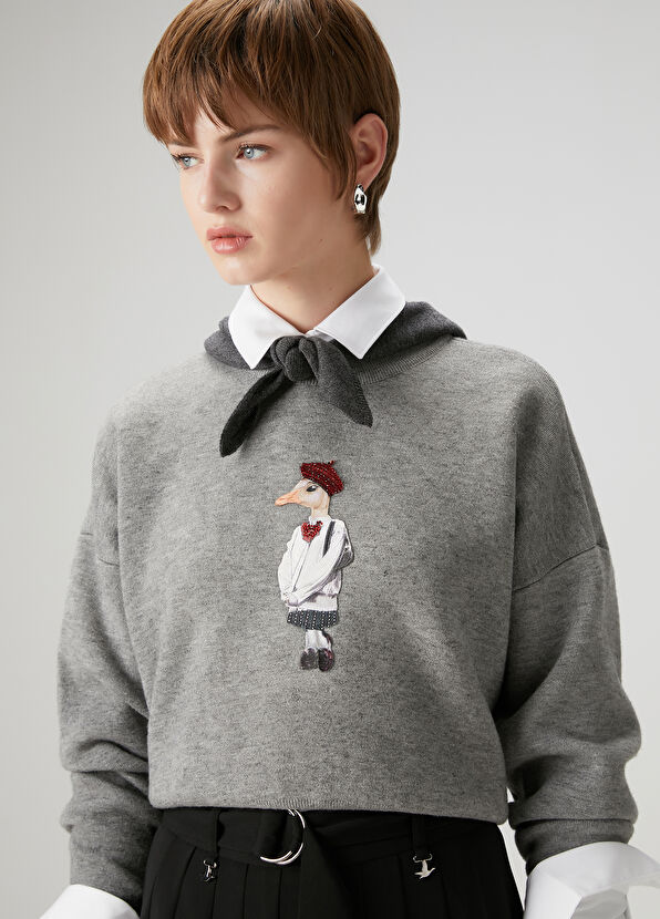 Beymen Club Gri Baskılı Kazak - 3