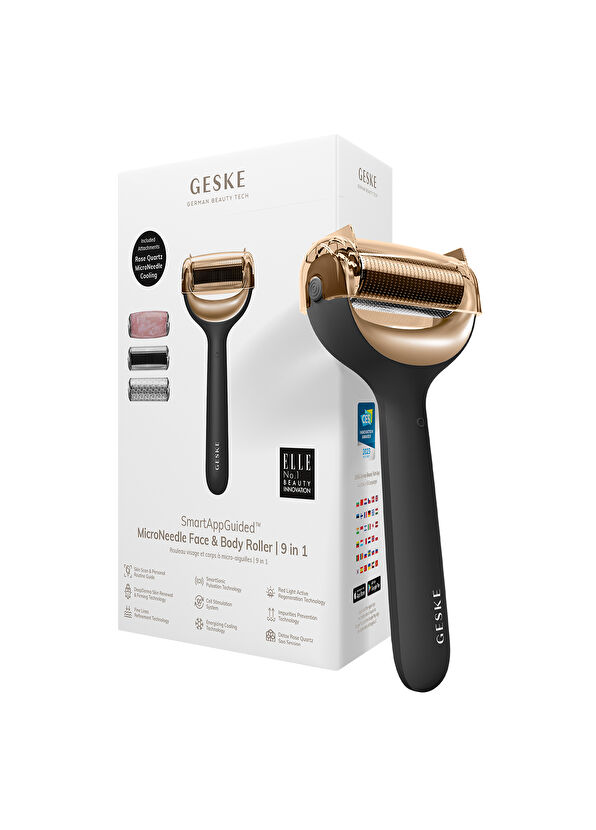 Geske MicroNeedle Face & Body Roller Siyah Mikro İğneli + Buz Başlığı + Pembe Kuvars Başlıklı Dermaroller Yüz ve Vücut Cihazı - 3