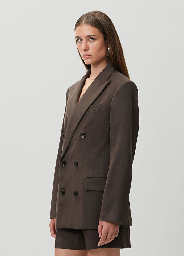 Retori Brown Double-Breasted Linen Jacket - 3