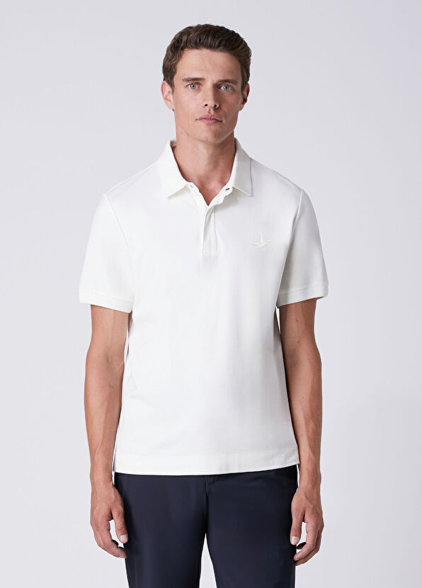 Beymen Club Comfort Fit Kırık Beyaz Polo Yaka Modal T-shirt - 2