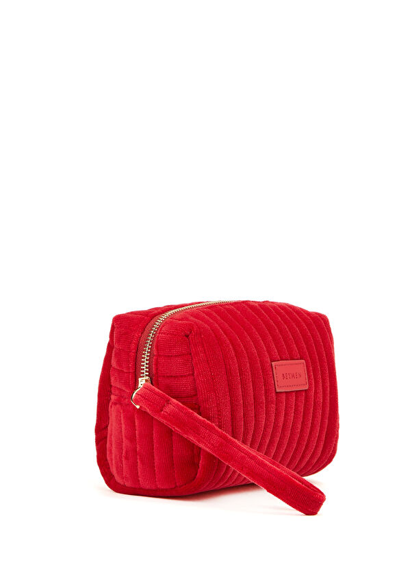 Beymen Hediye Mini Kırmızı Kadife Makyaj Çantası - 2