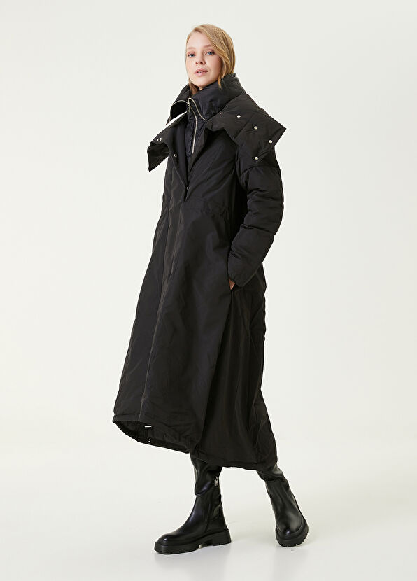 Beymen Club Siyah Yaka Detaylı Uzun Puff Kaban - 4