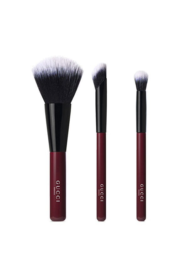 Gucci Beauty Blush 02 Tender Apricot + Poudre De Beauté Éclat Soleil 3 Medium + Glow Highlighter 05 Warm Bronze + Gucci Brush Set + Mini Lipstick Makeup Set - 3