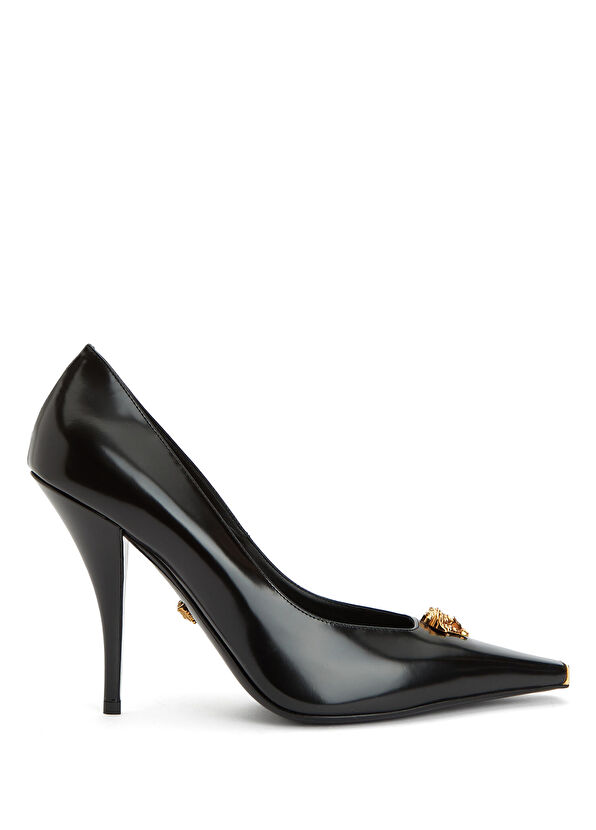 Versace Siyah Deri Stiletto - 1