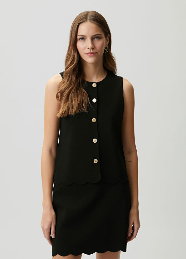 Beymen Club Black Sliced Knit Tank Top - 1