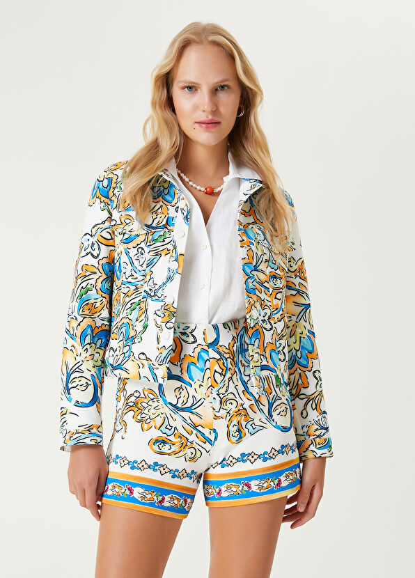 Beymen Club Ekru Amalfi Desenli Trucker Ceket - 1