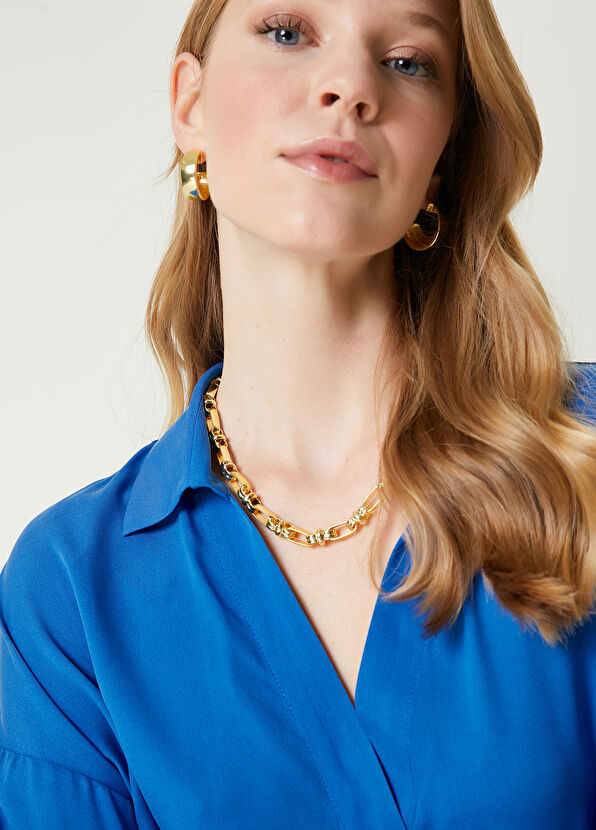 Beymen Club Gold Oval Plate Shaped Womens Necklace - 1