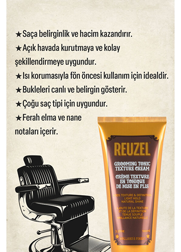 Reuzel Hafif Tutuşlu Bukle Belirginleştirici Isı Koruması Sağlayan Tonik Dokulu Erkekler İçin Saç Kremi 100 ml - 2