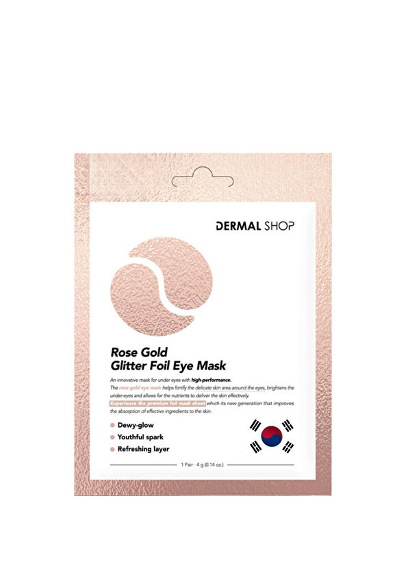 Dermal Rose Gold Glitter Foil Eye Mask 3 Katmanlı Rose Altın Folyo Göz Maskesi 3'lü Set 4 gr - 2