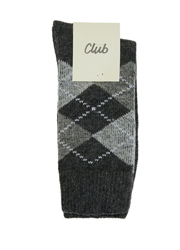 Beymen Club Antrasit Ekose Desenli Erkek Yün Çorap - 1