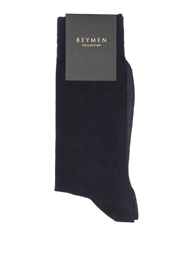 Lacivert Logo Jakarlı Erkek Bambu Çorap - Görsel 3