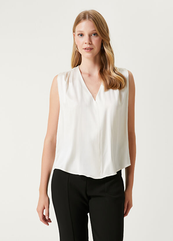 Beymen Club Off White Silk Blouse - 1