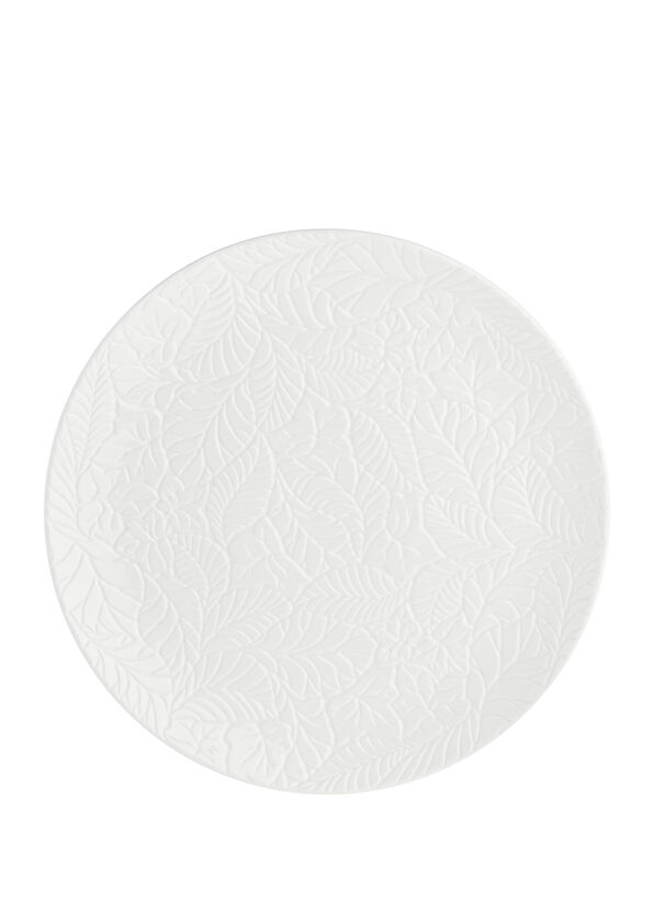 La Porcellana Bianca Vassoio Rotondo 34 Cm, Motivo Foglie, Per Cucina E Arredo, Regalo In Gift Box, Lavabile In Microonde E Lavastoviglie
