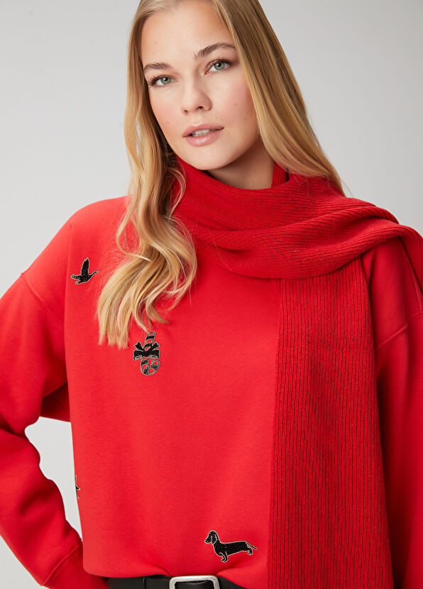 Beymen Club Agatha Red Embellished Sweatshirt - 1