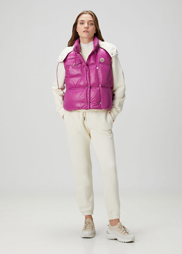 Moncler Pario Koyu Pembe Kapüşonlu Yelek - 2