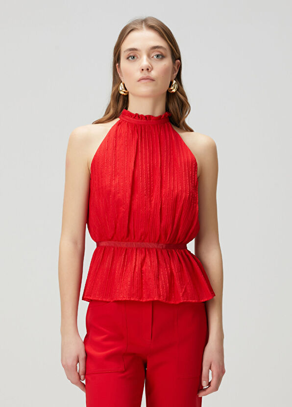 Beymen Collection Kırmızı İpek Bluz - 1