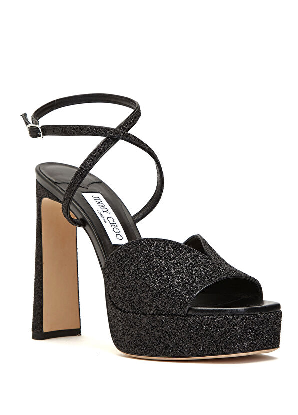Karli Siyah Platform Kadın Sandalet - Görsel 3