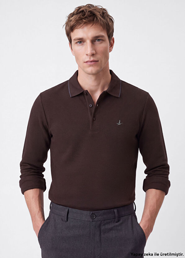 Beymen Club Comfort Fit Brown Ottoman Polo Sweatshirt - 1