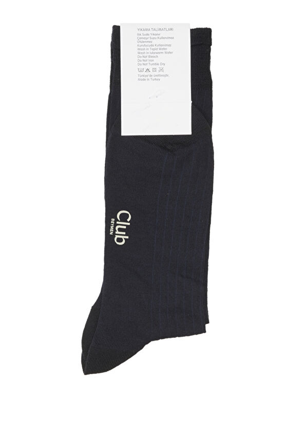 Beymen Club Lacivert Logo Jakarlı Erkek Yün Çorap - 2