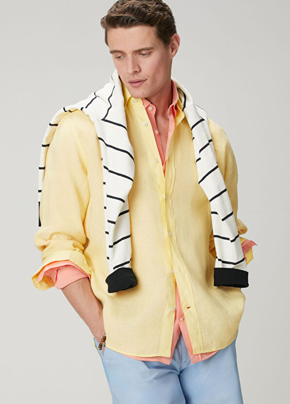 Beymen Club Comfort Fit Somon Keten Gömlek - 2