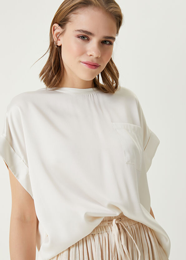 Beymen Club Ecru Silk T-shirt - 3